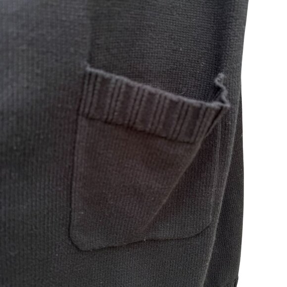 Isaac Mizrahi Womens Black Ribbed Open Front Knit Cardigan Sweater Pockets L - Picture 9 of 12